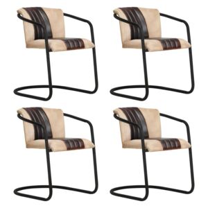 Krzesła stołowe, 4 szt. brązowe, naturalna skóra