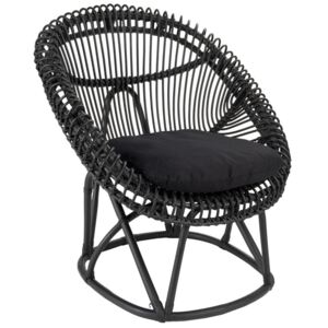 Fotel ogrodowy z poduszką Roco rattanowy czarny