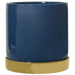 Ceramiczna doniczka w kolorze niebieskim, Ø 14 x wys. 14 cm