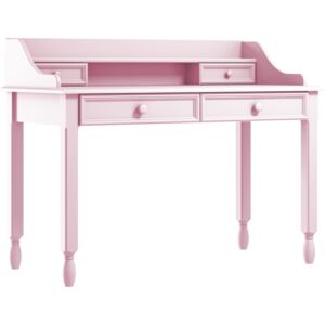 Eleganckie biurko z szufladami i nadstawką różowe