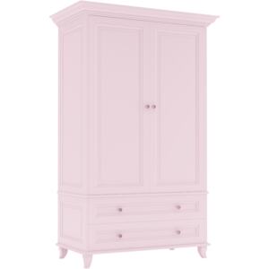 Różowa szafa Glamour z frezowaniami i 2 dolnymi szufladami