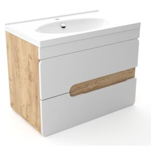 Szafka pod umywalkę LOFT 80 biały mat/dąb wisząca 4STOL