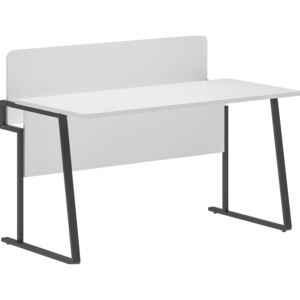 Minimalistyczne białe biurko na metalowych nogach