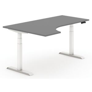 Stół z regulacją wysokości, elektryczny, 625-1275 mm, ergonomiczny lewy, blat 1800 x 1200 mm, antracyt, biały stelaż