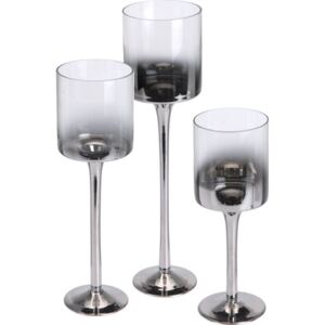 Zestaw 3 szklanych świeczników DP2001390 Stardeco