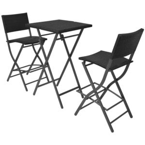 Zestaw ogrodowy stół + 2 krzesła Domma polirattan czarny