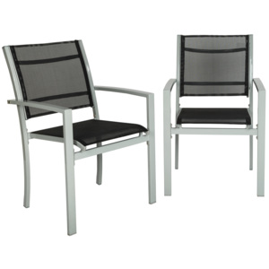 Zestaw 2 x Krzesło ogrodowe srebrny/czarny