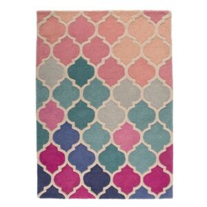 Niebiesko-różowy dywan wełniany Flair Rugs Rosella, 160x220 cm