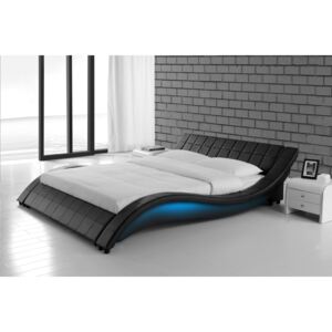 Łóżko z materacem tapicerowane 140x200 839 led czarne