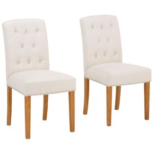 Eleganckie krzesła ze zdobieniami w kolorze kremowym - 4 sztuki