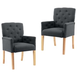 Krzesła stołowe z podłokietnikami, 2 szt., szare, tkanina