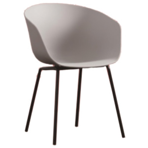 Plastikowe krzesło Dalida z metalowymi nogami, jasnoszare, dł 55 cm x szer 56 cm x wys 80 cm