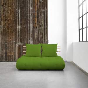 Rozkładana sofa Shin Sano Natural z drewnianym stelażem - zielona