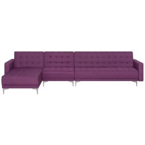Sofa modułowa rozkładana tapicerowana fioletowa prawostronna ABERDEEN