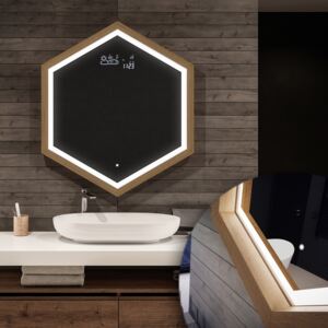 Lustro łazienkowe LED - Hexagon