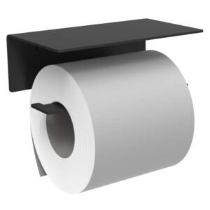 Uchwyt na papier toaletowy z półką Berno 14 cm czarny