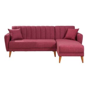 Czerwono-różowa sofa rozkładana Rosalia, prawostronny