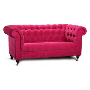 Sofa Yale Style 2os., skóra, tkanina, różowa