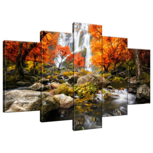 Obraz na płótnie Jesienny Wodospad - Druk Solwentowy - 100x63