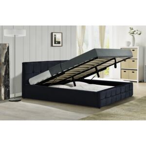 Łóżko z materacem tapicerowane 140x200 sfg004 welur czarny