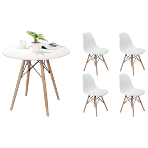 Zestaw stół skandynawski art105t 90cm + 4 krzesła em01