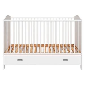 Białe łóżeczko dziecięce z szufladą BELLAMY Fino, 70x140 cm