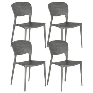 Plastikowe krzesło stołowe EASY, szare, 4 szt