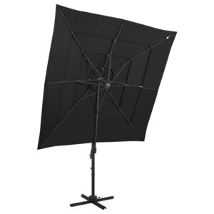 4-poziomowy parasol na aluminiowym słupku, czarny, 250x250 cm
