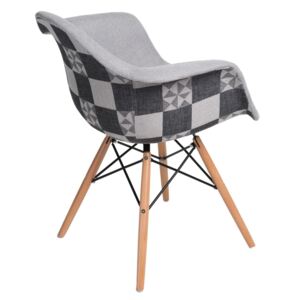 Krzesło P018W Duo jasne drewniane nogi (szare-patchwork) D2