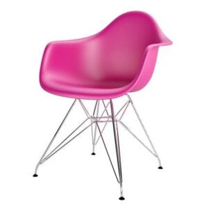 Krzesło P018PP chromowane nogi (różowe) D2