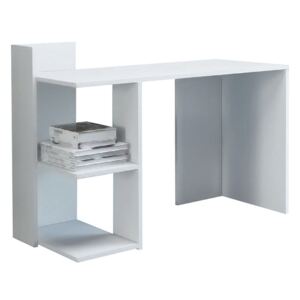 Białe minimalistyczne biurko z dwoma półkami - Betrix 2X