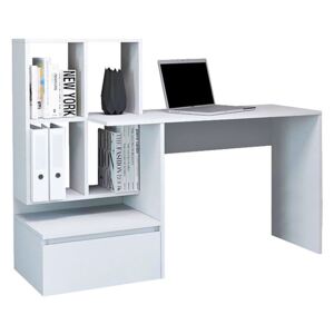 Białe biurko z półkami i szufladą - Betrix 3X