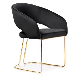 Krzesło tapicerowane Luksi czarny velvet /złote nóżki