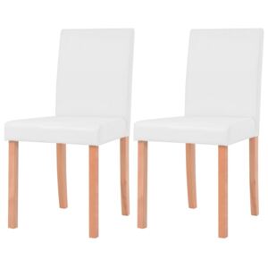 Krzesła, 2 szt., sztuczna skóra, drewno bukowe, kremowe