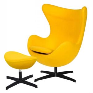 Fotel z podnóżkiem 83x107x72cm King Home Egg słoneczny żółty/czarny