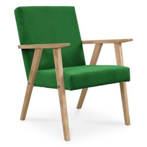 Fotel PRL / zielony / noga buk