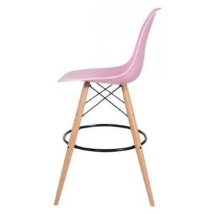 Krzesło barowe 46x57x104cm King Home DSW Wood pastelowy róż