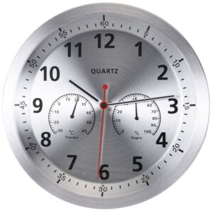 Zegar ścienny z termometrem i higrometrem, aluminium, Ø 35 cm