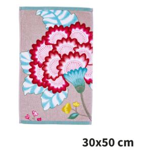Ręcznik do rąk khaki- we florystyczne wzory, chłonny ręcznik łazienkowy, 100% welur bawełniany, PiP Studio