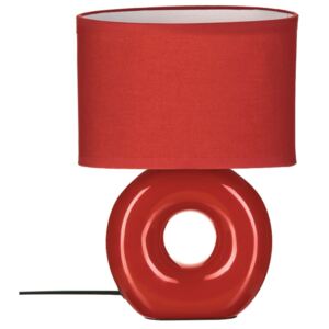 Lampa stołowa z ceramiki, czerwona, nowoczesna lampka nocna
