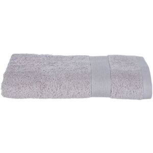 Ręcznik łazienkowy bawełniany z ozdobną bordiurą w kolorze taupe, stylowe tekstylia do łazienki