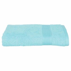 Ręcznik łazienkowy bawełniany z ozdobną bordiurą w kolorze aqua, stylowe tekstylia do łazienki