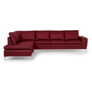 Czerwona sofa 3-osobowa z lewostronnym szezlongiem Softnord Twigo
