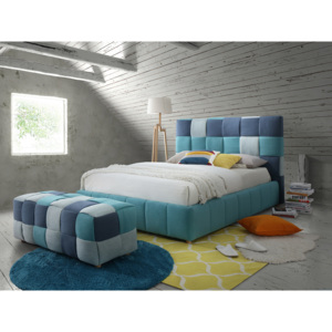 Łóżko premium Santiago, tapicerowane tkaniną w kolorze ciemnoniebieskim