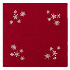 Obrus świąteczny Płatki śniegu czerwony, 85 x 85 cm