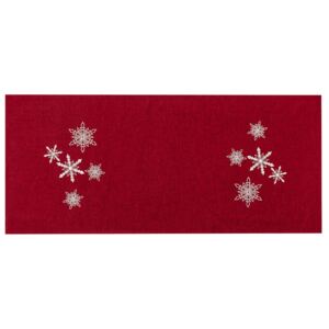 Obrus świąteczny Płatki śniegu czerwony, 40 x 90 cm