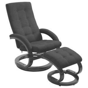 Rozkładany fotel z podnóżkiem, czarny, tkanina zamszopodobna