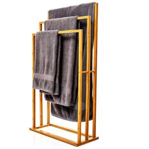 Blumfeldt Stojak na ręczniki, 3 drążki, 55 x 100 x 24 cm, imitacja schodów, bambus