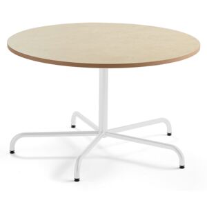 Stół PLURAL, Ø 1200x720 mm, linoleum, beżowy, biały