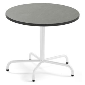 Stół PLURAL, Ø 900x720 mm, linoleum, ciemny szary, biały